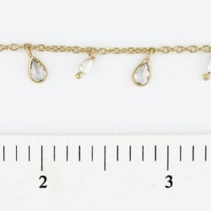 CZ Teardrop Alternating Rice Pearl Dangle