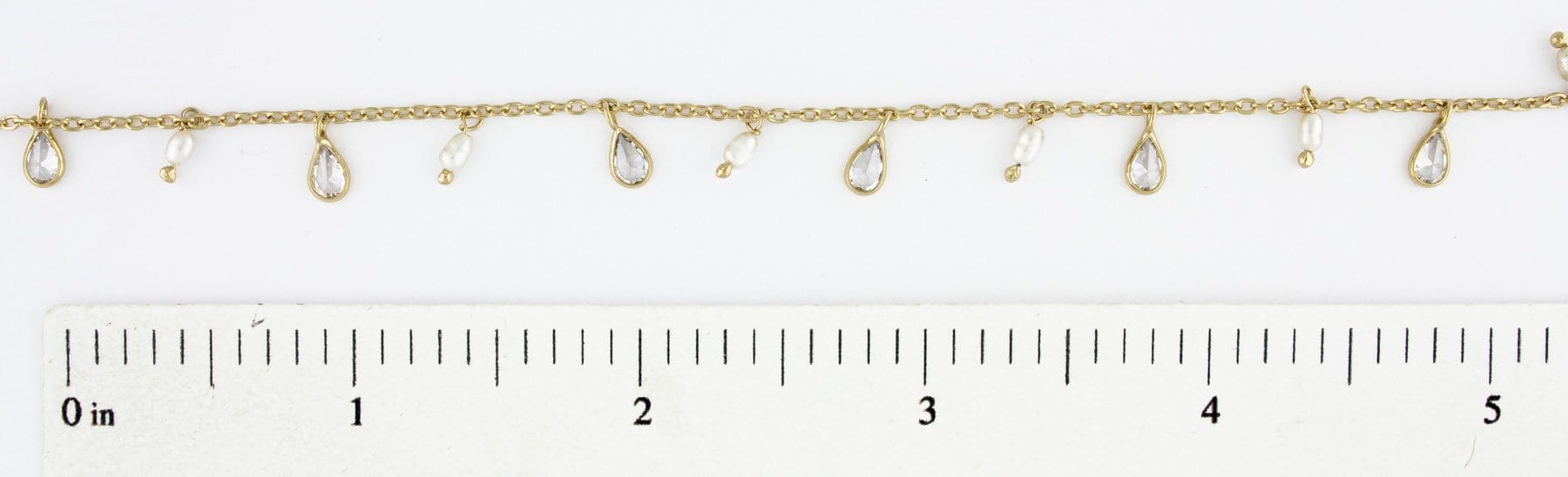 CZ Teardrop Alternating Rice Pearl Dangle